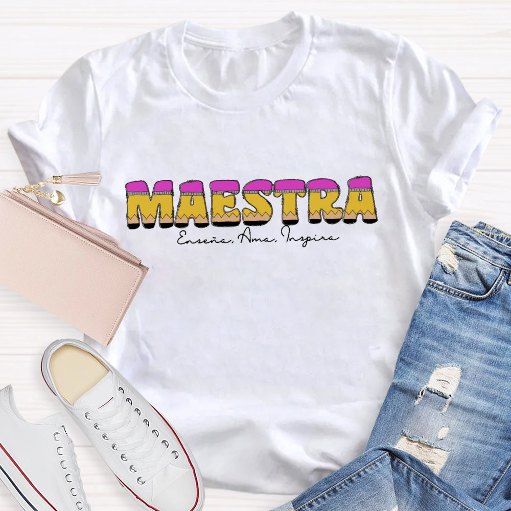 Personalized Name Maestra Shirt Spanish Teacher Shirts Back To School Gift T-shirt