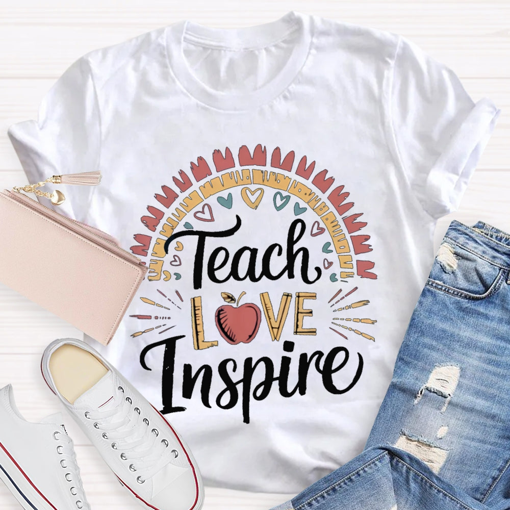 Teach Love Inspire Colorful Hearts And Apples T-shirt