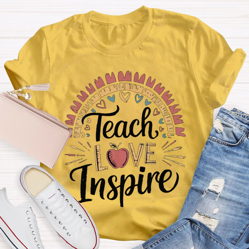 Teach Love Inspire Colorful Hearts And Apples T-shirt
