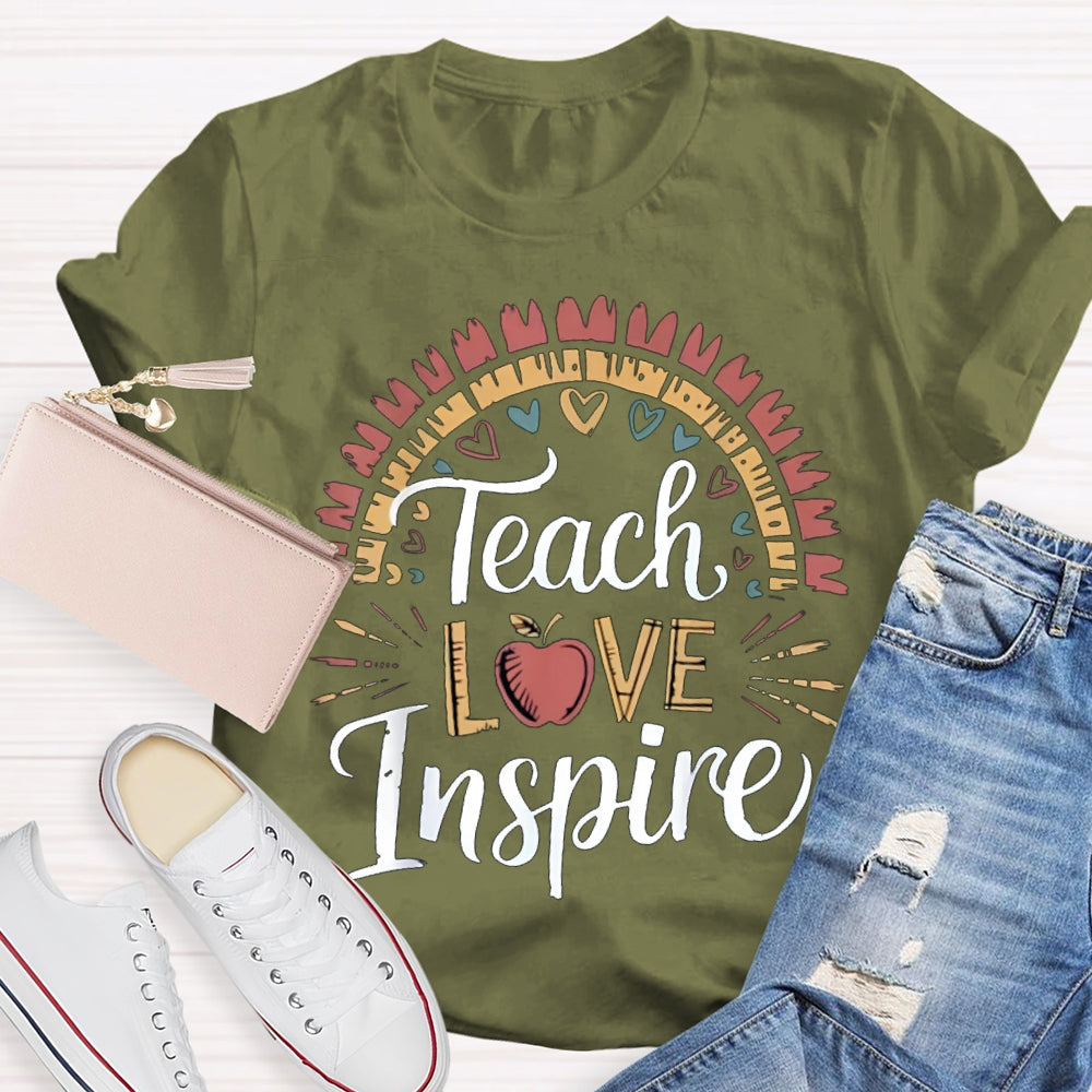Teach Love Inspire Colorful Hearts And Apples T-shirt