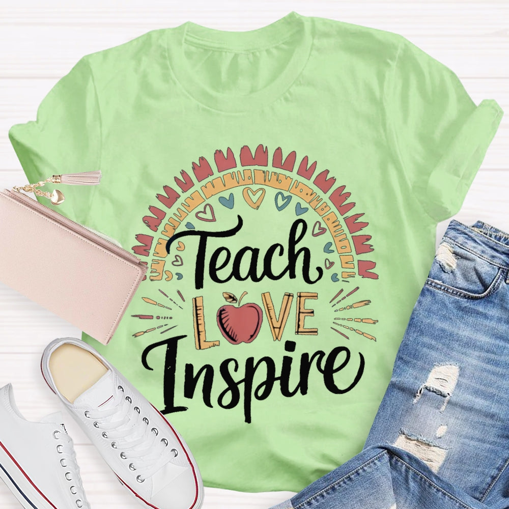 Teach Love Inspire Colorful Hearts And Apples T-shirt