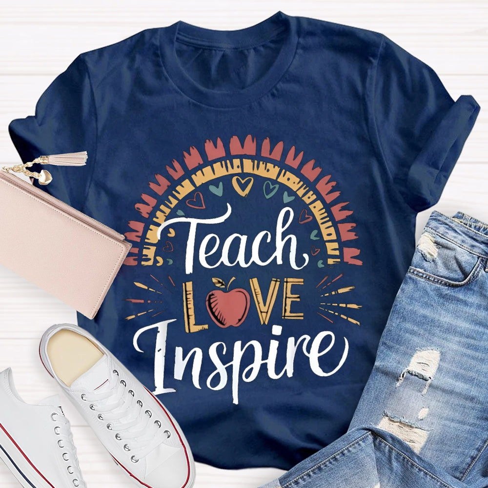 Teach Love Inspire Colorful Hearts And Apples T-shirt