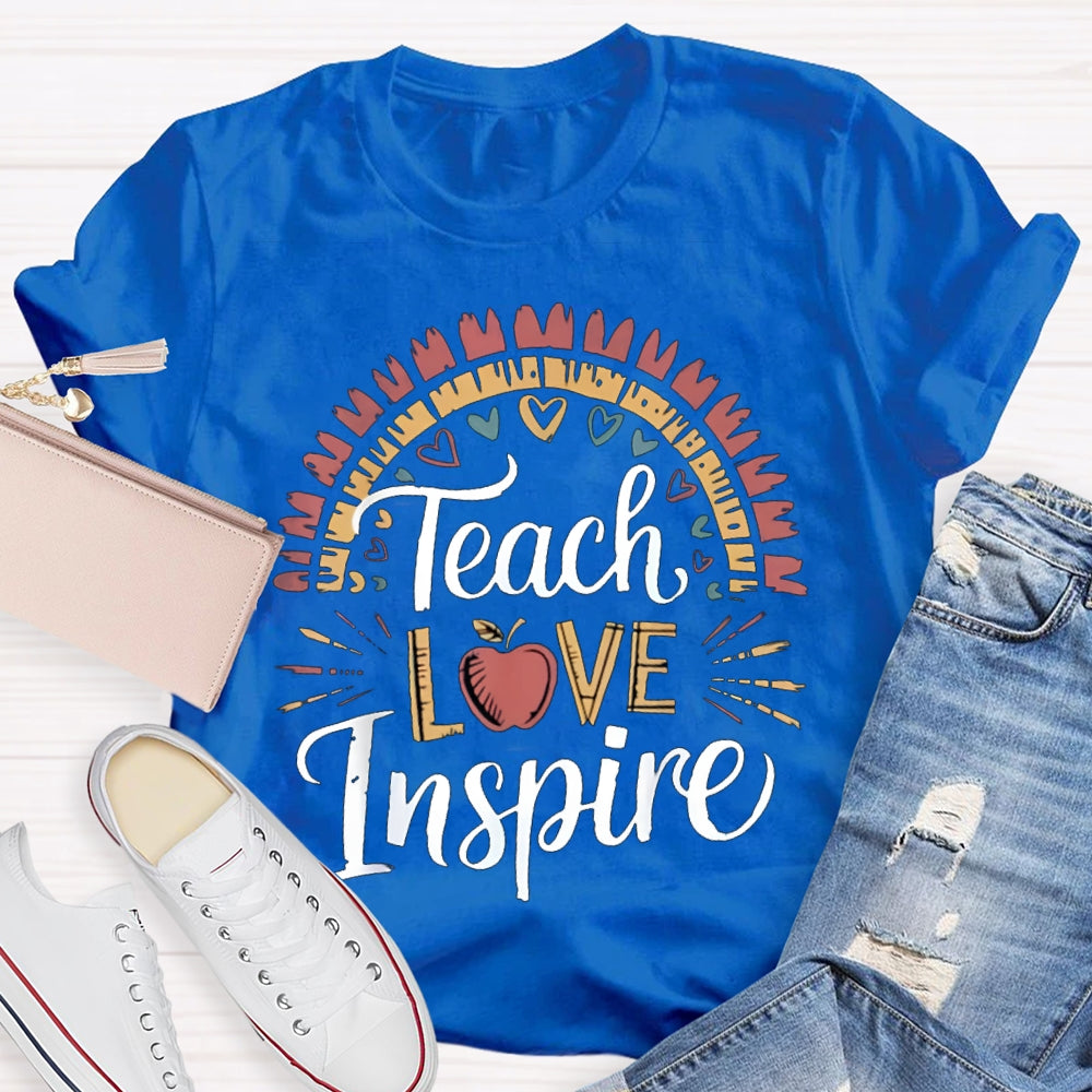 Teach Love Inspire Colorful Hearts And Apples T-shirt