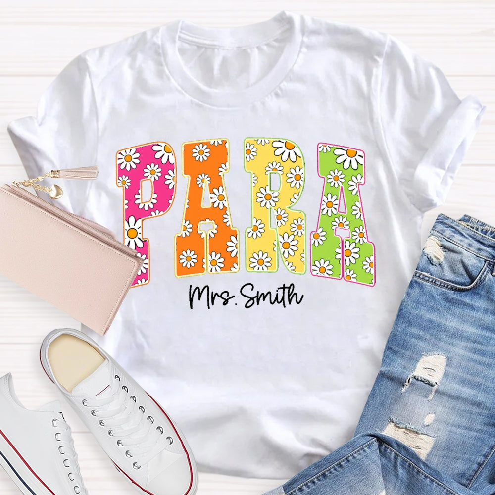 Personalized Name Para Flower Print Font T-shirt