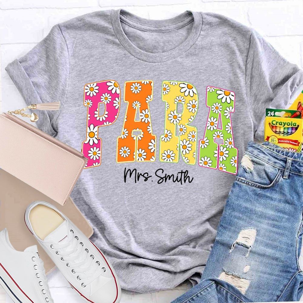 Personalized Name Para Flower Print Font T-shirt