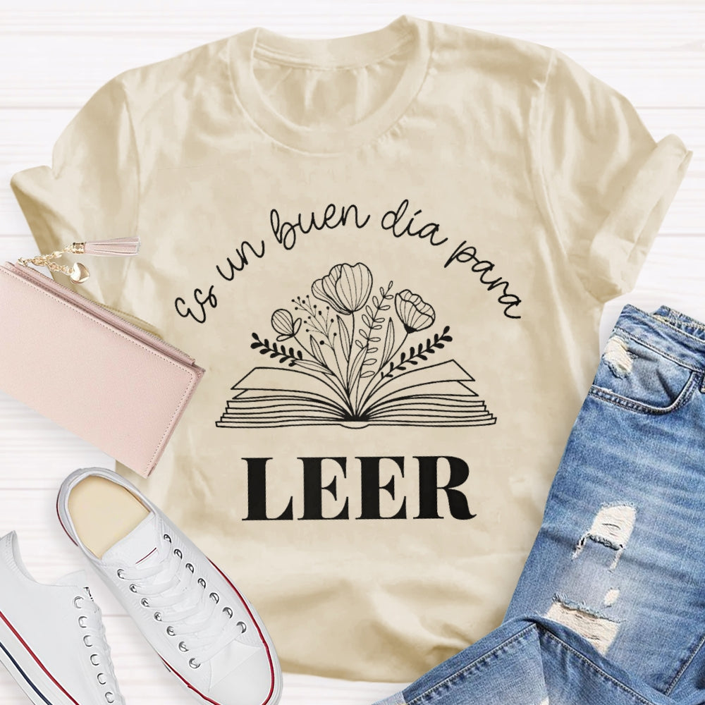 Maestra Es Un Buen Dia Para Leer Spanish Book Lover Bibliote T-shirt