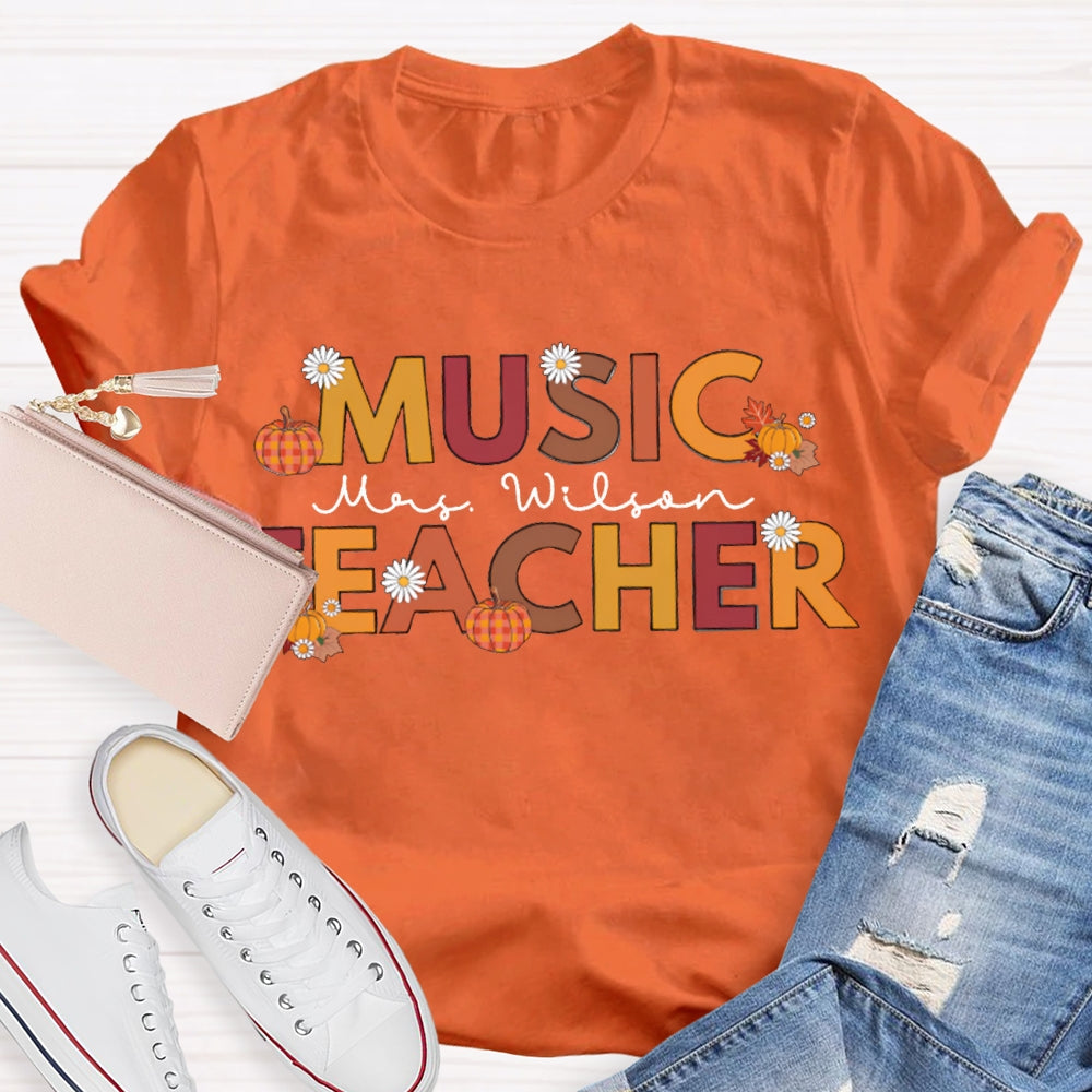 Personalized Name Music Teacher Funny Halloween T-shirt
