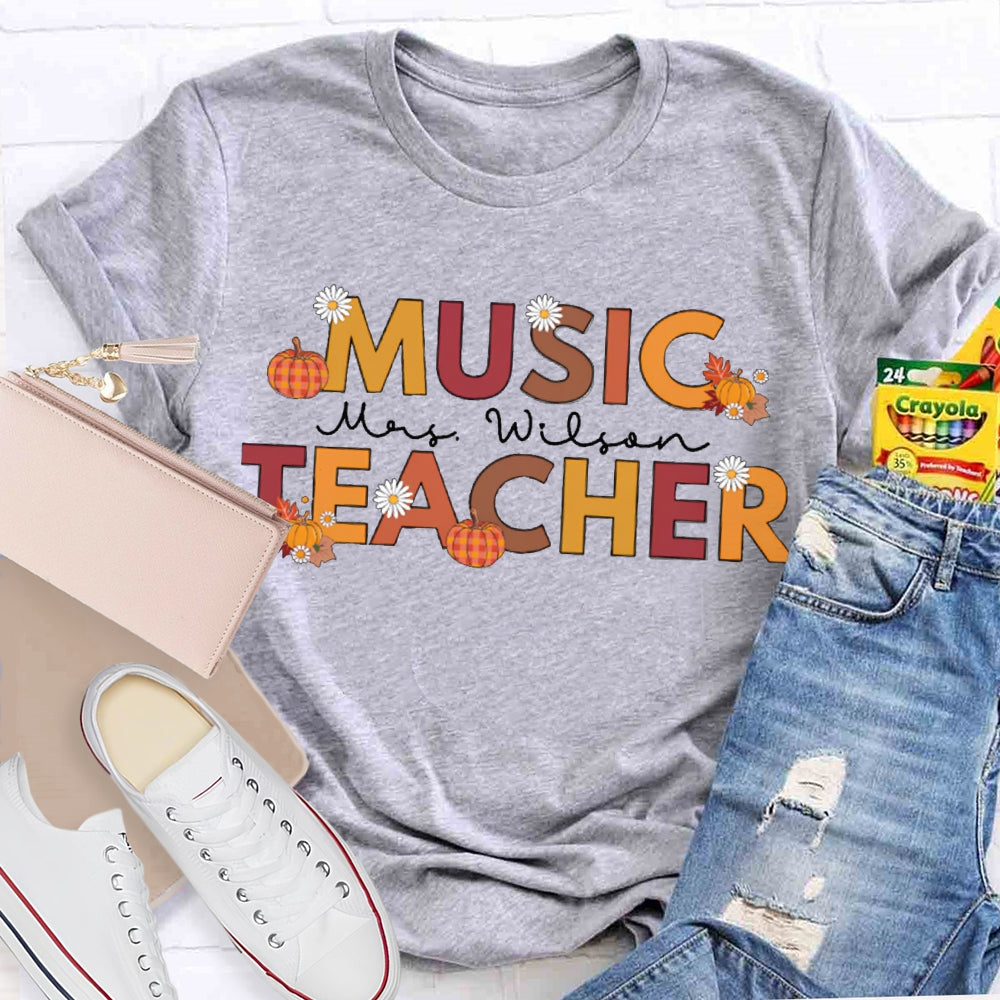 Personalized Name Music Teacher Funny Halloween T-shirt