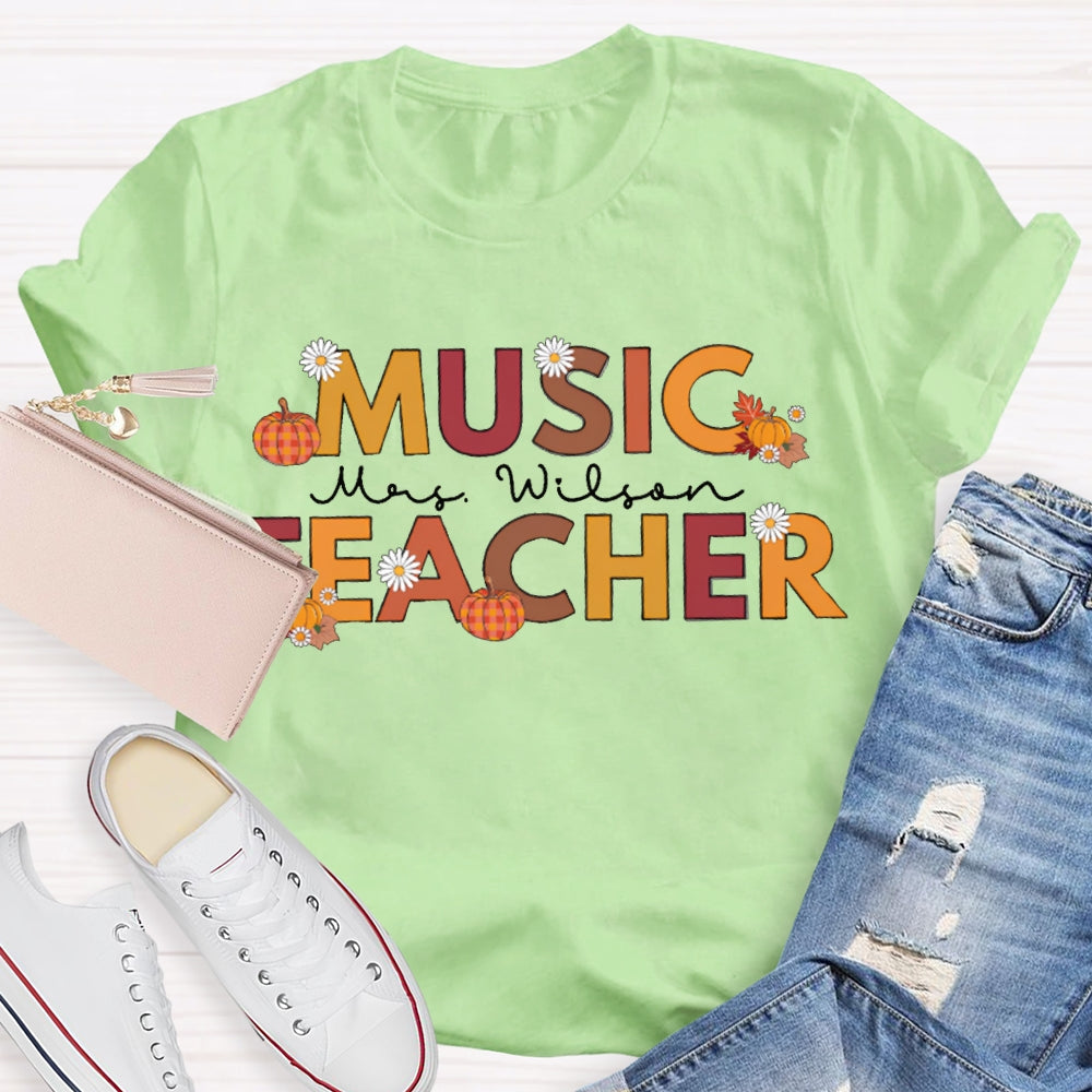 Personalized Name Music Teacher Funny Halloween T-shirt