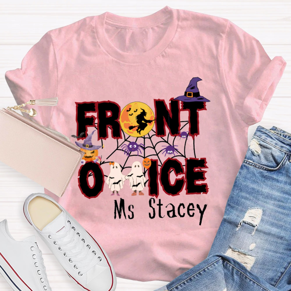 Personalized Name Front Office Cute Little Ghost Halloween T-shirt