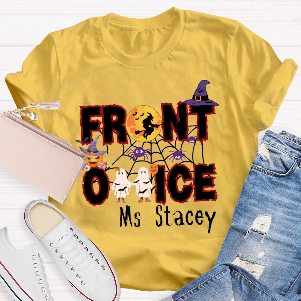 Personalized Name Front Office Cute Little Ghost Halloween T-shirt