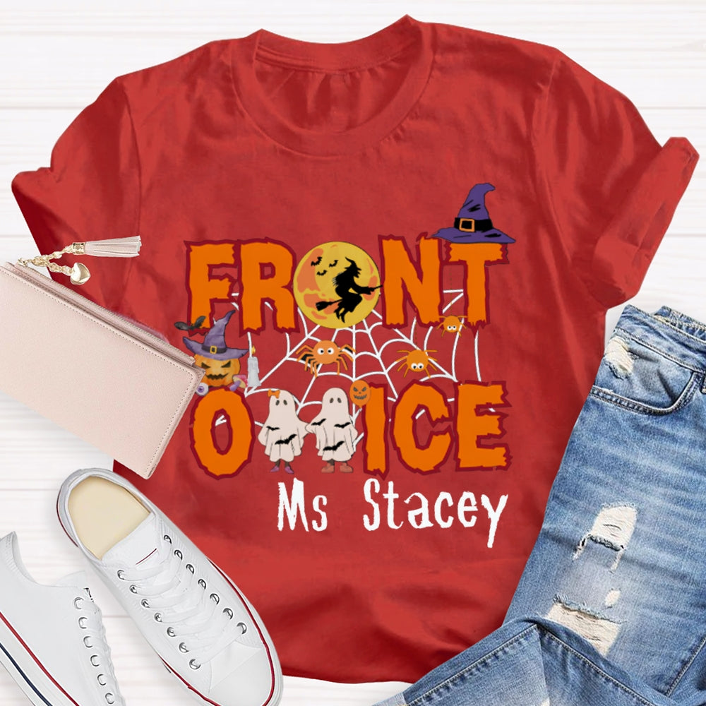 Personalized Name Front Office Cute Little Ghost Halloween T-shirt
