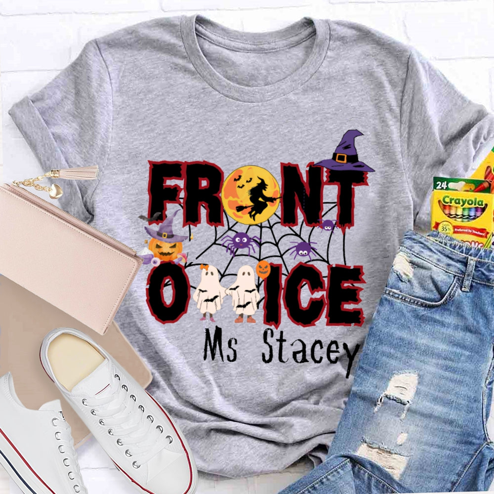 Personalized Name Front Office Cute Little Ghost Halloween T-shirt