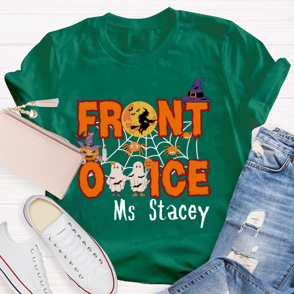 Personalized Name Front Office Cute Little Ghost Halloween T-shirt