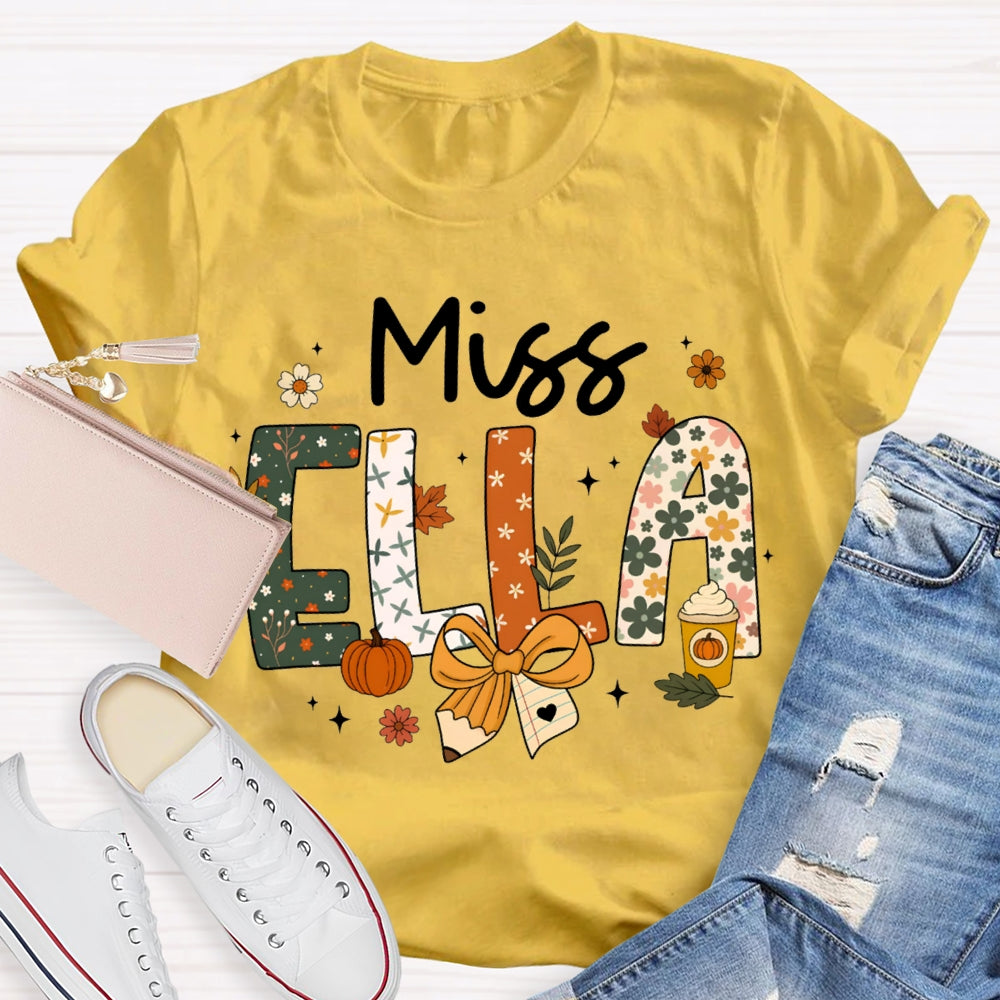 Personalized Name Pumpkin Milk Tea Funny Halloween T-shirt
