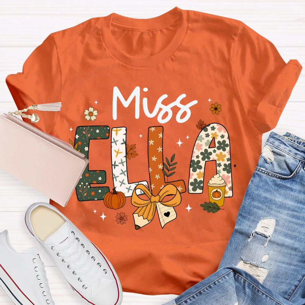 Personalized Name Pumpkin Milk Tea Funny Halloween T-shirt