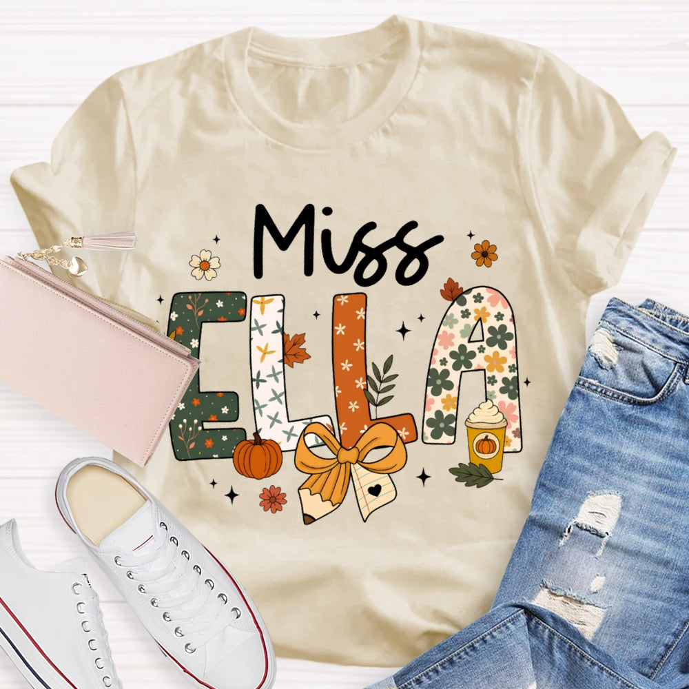 Personalized Name Pumpkin Milk Tea Funny Halloween T-shirt