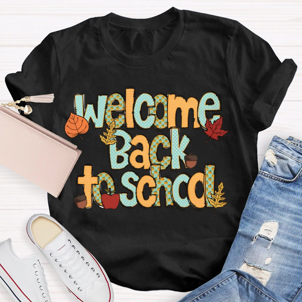 Welcome Back To School Maple Leaf Halloween Teacher T-shirt