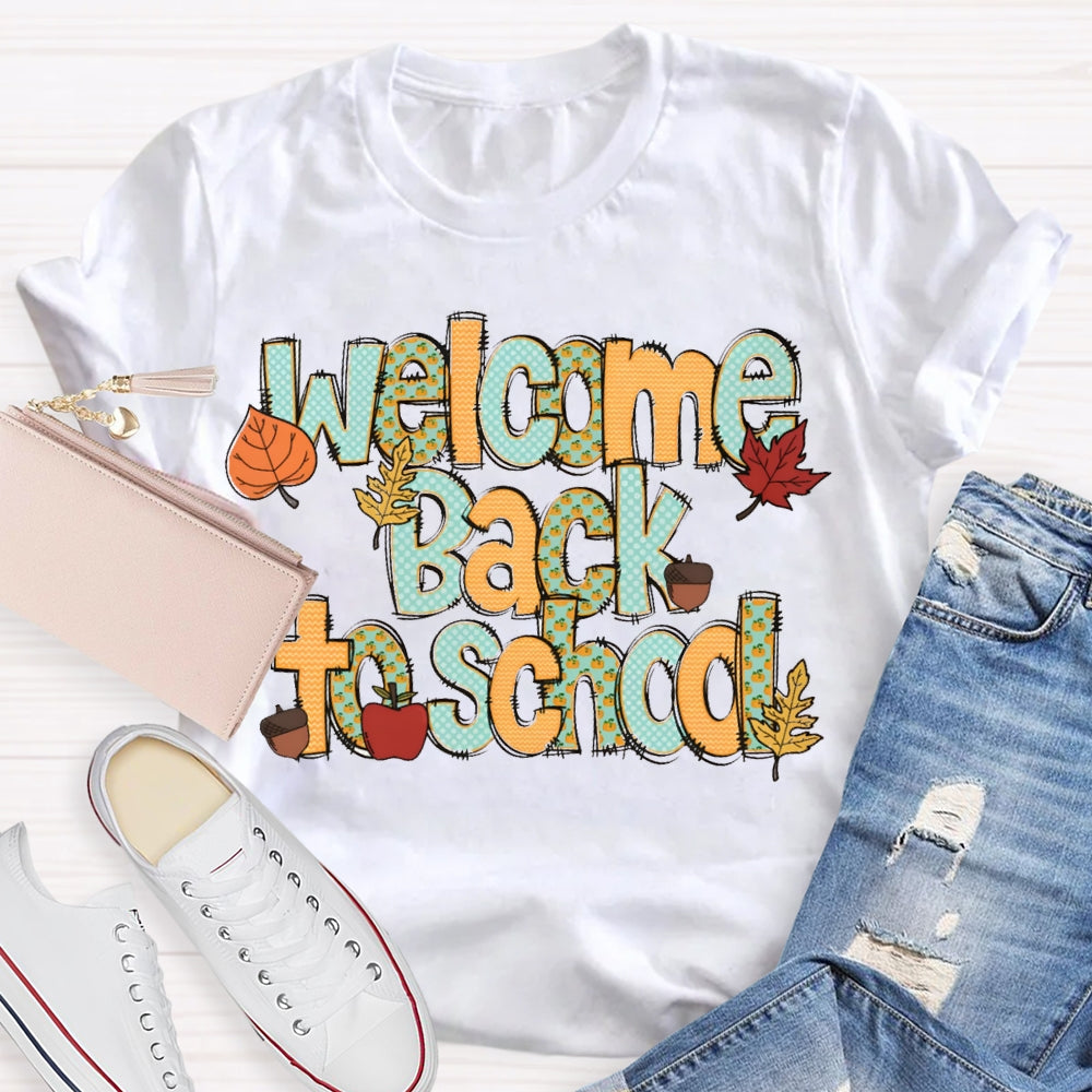 Welcome Back To School Maple Leaf Halloween Teacher T-shirt