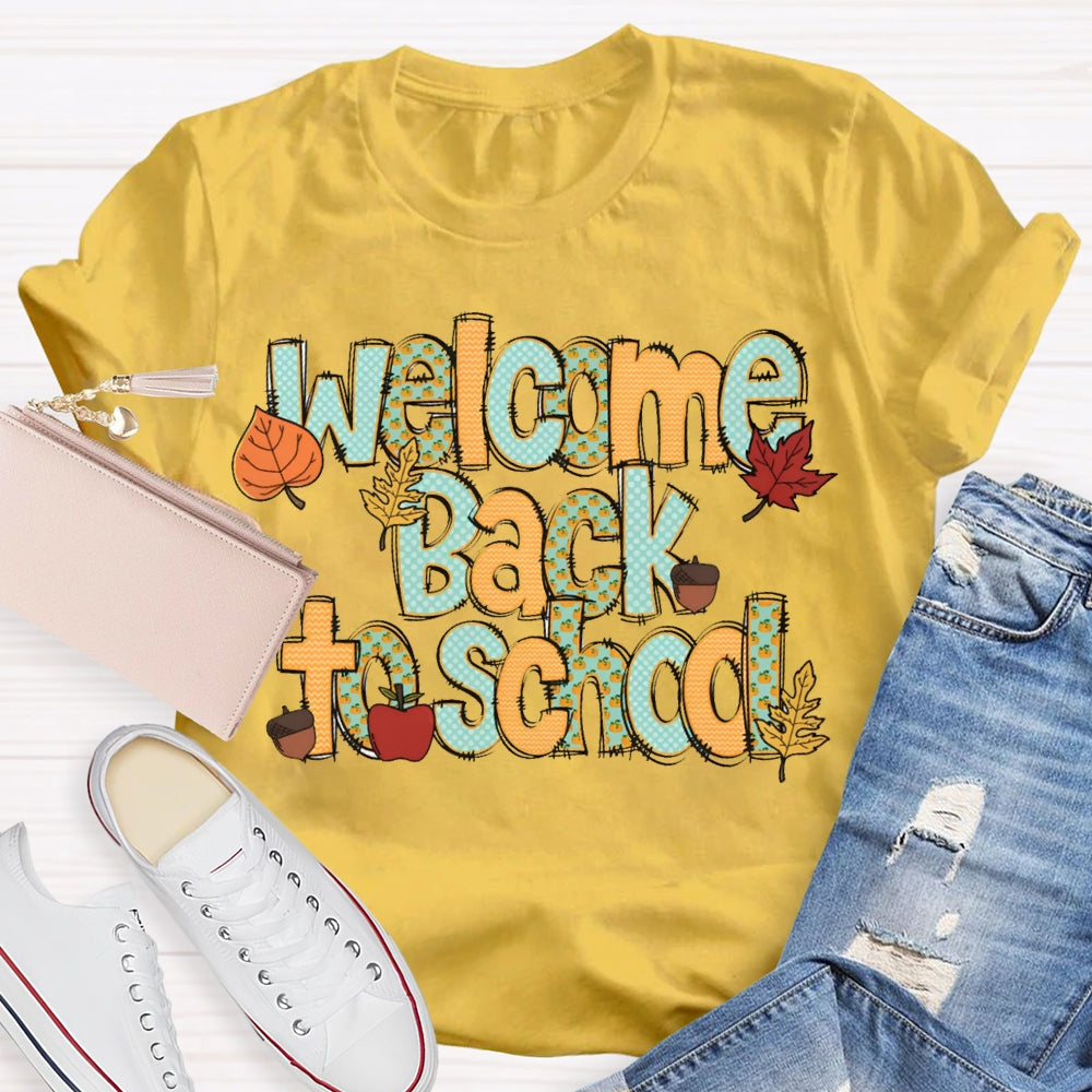 Welcome Back To School Maple Leaf Halloween Teacher T-shirt