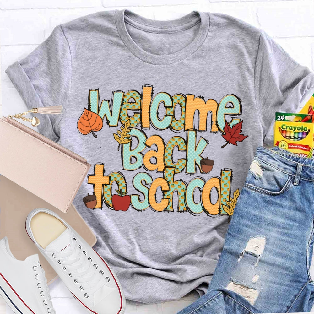 Welcome Back To School Maple Leaf Halloween Teacher T-shirt