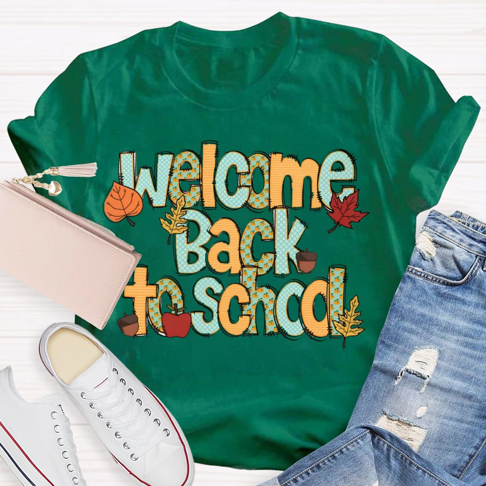 Welcome Back To School Maple Leaf Halloween Teacher T-shirt