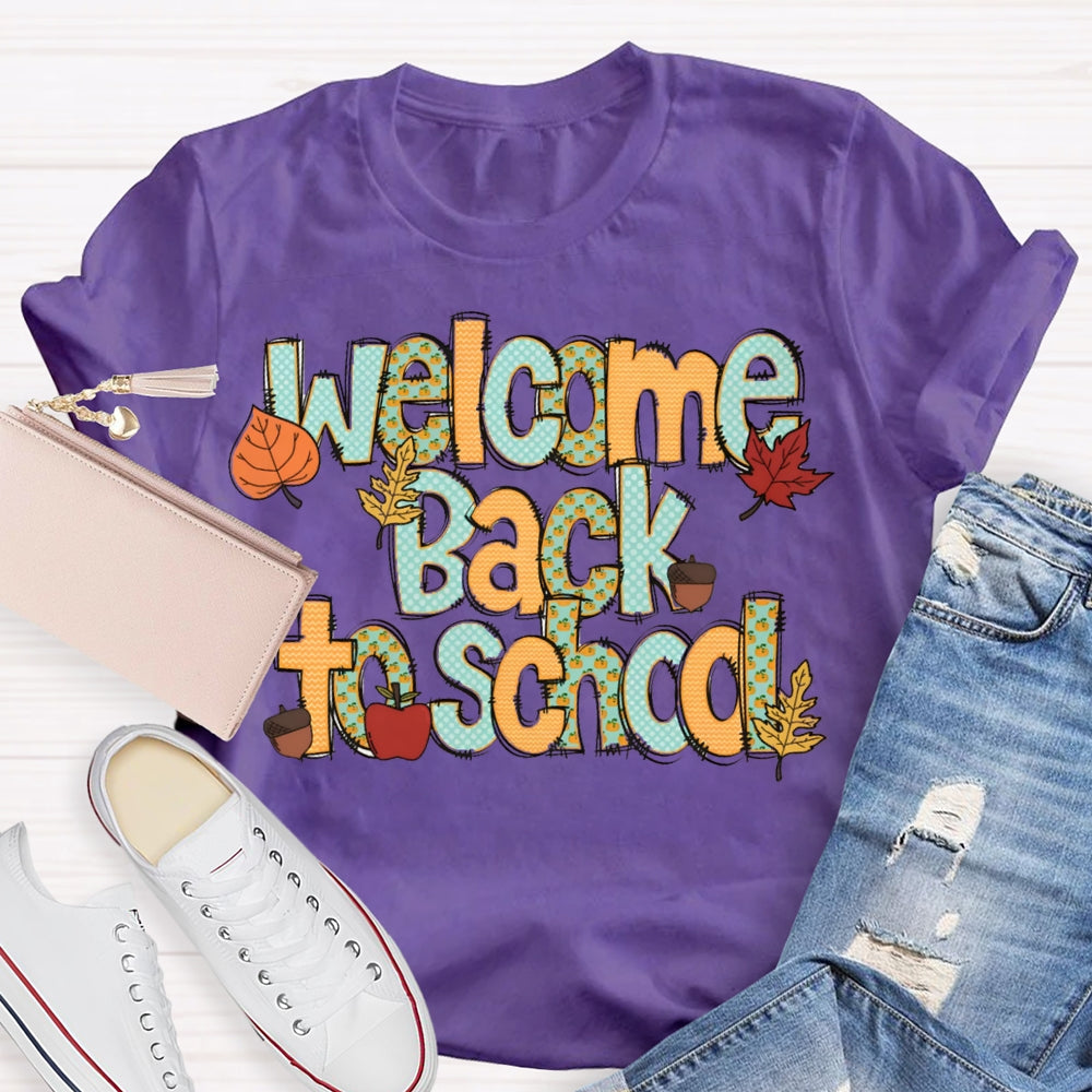 Welcome Back To School Maple Leaf Halloween Teacher T-shirt