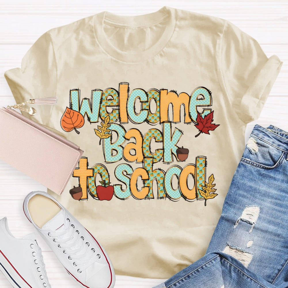 Welcome Back To School Maple Leaf Halloween Teacher T-shirt