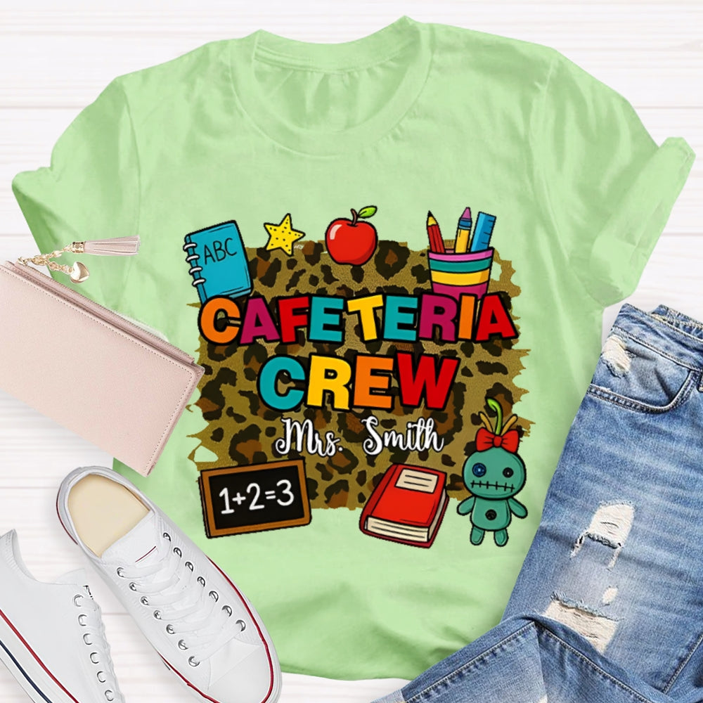 Personalized Name Cafeteria Crew Leopard Print T-shirt
