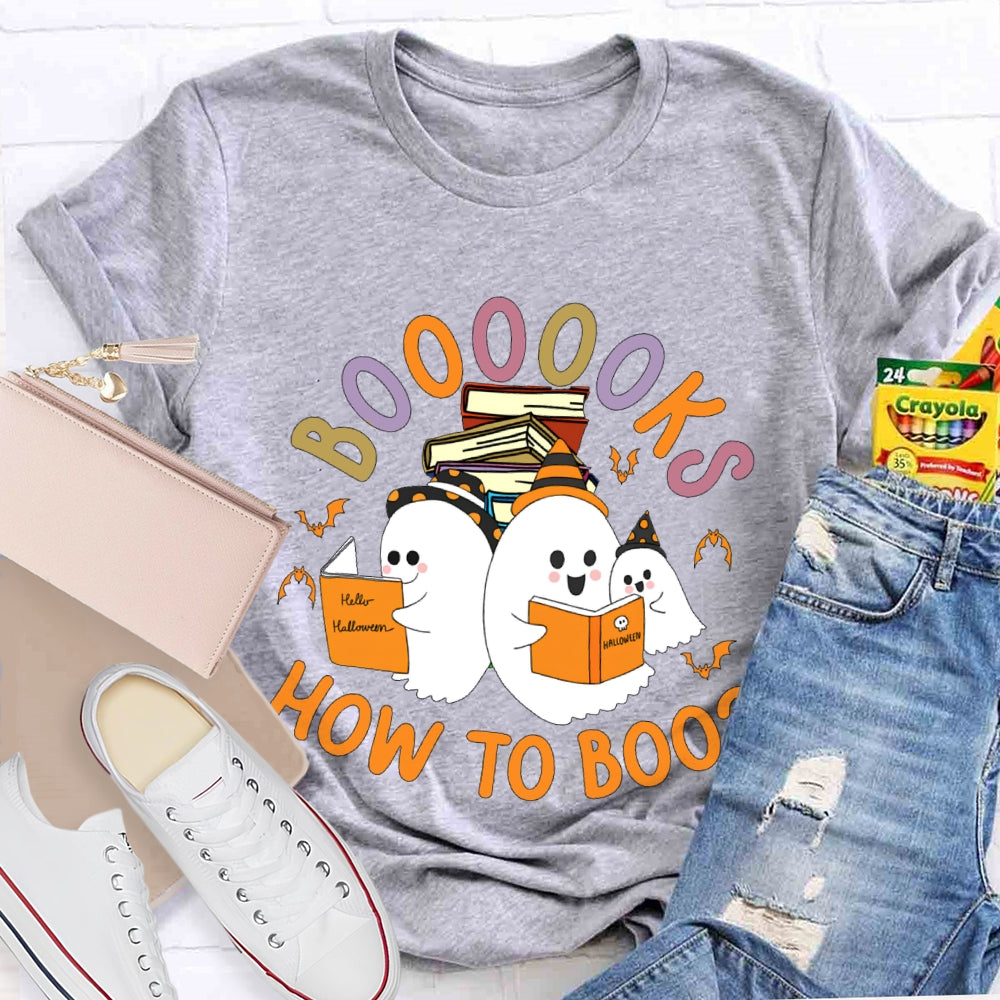 How To Boo Books Ghost Book Halloween T-shirt