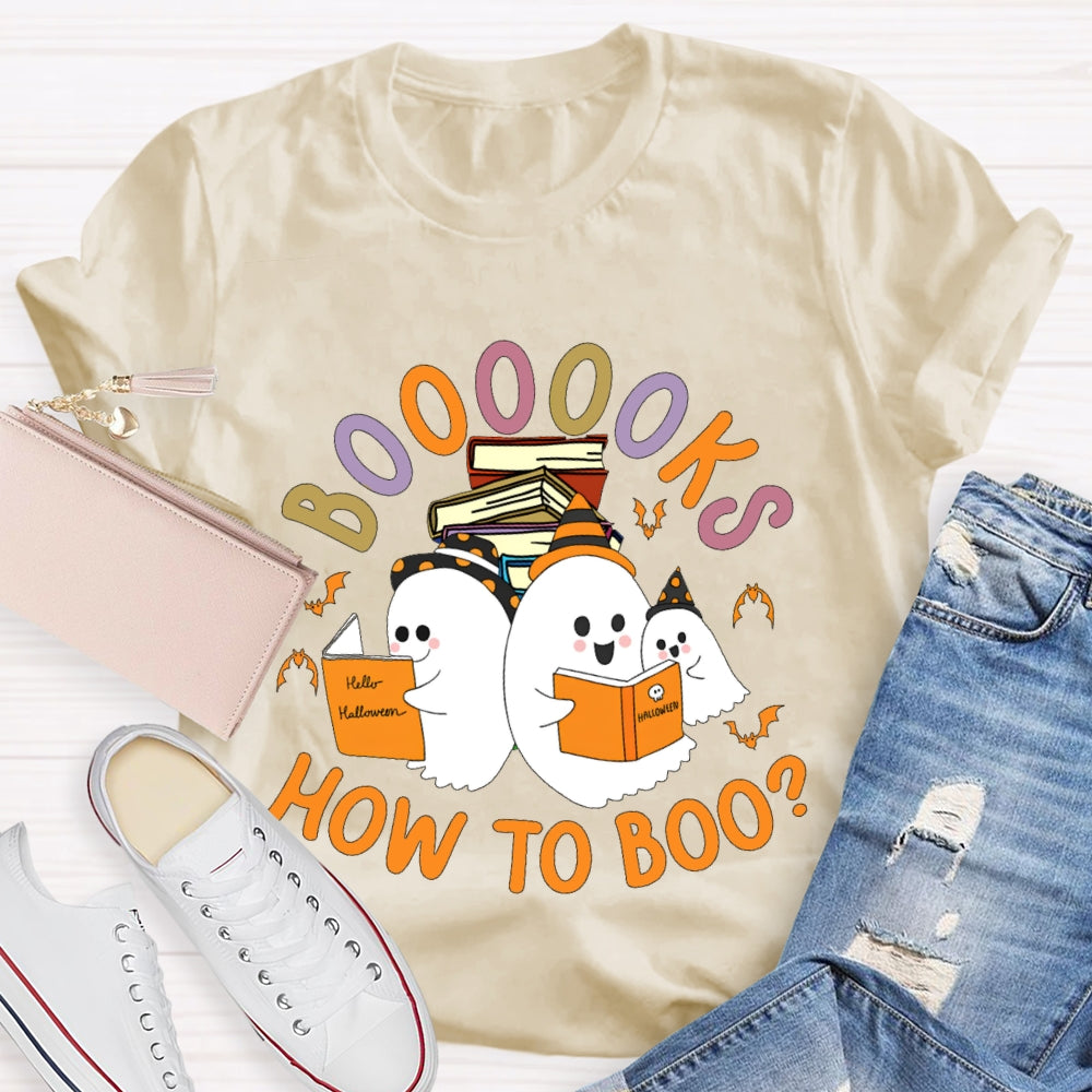 How To Boo Books Ghost Book Halloween T-shirt