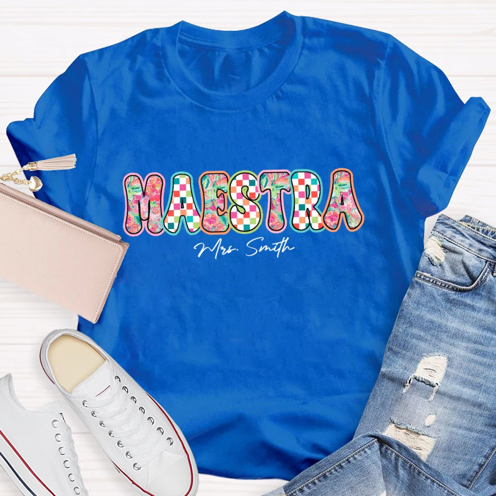 Personalized Name Maestra Colorful Letters Spanish Teacher T-shirt