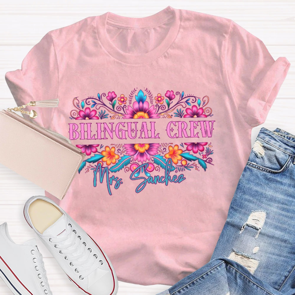Personalized Name Bilingual Crew Funny T-shirt