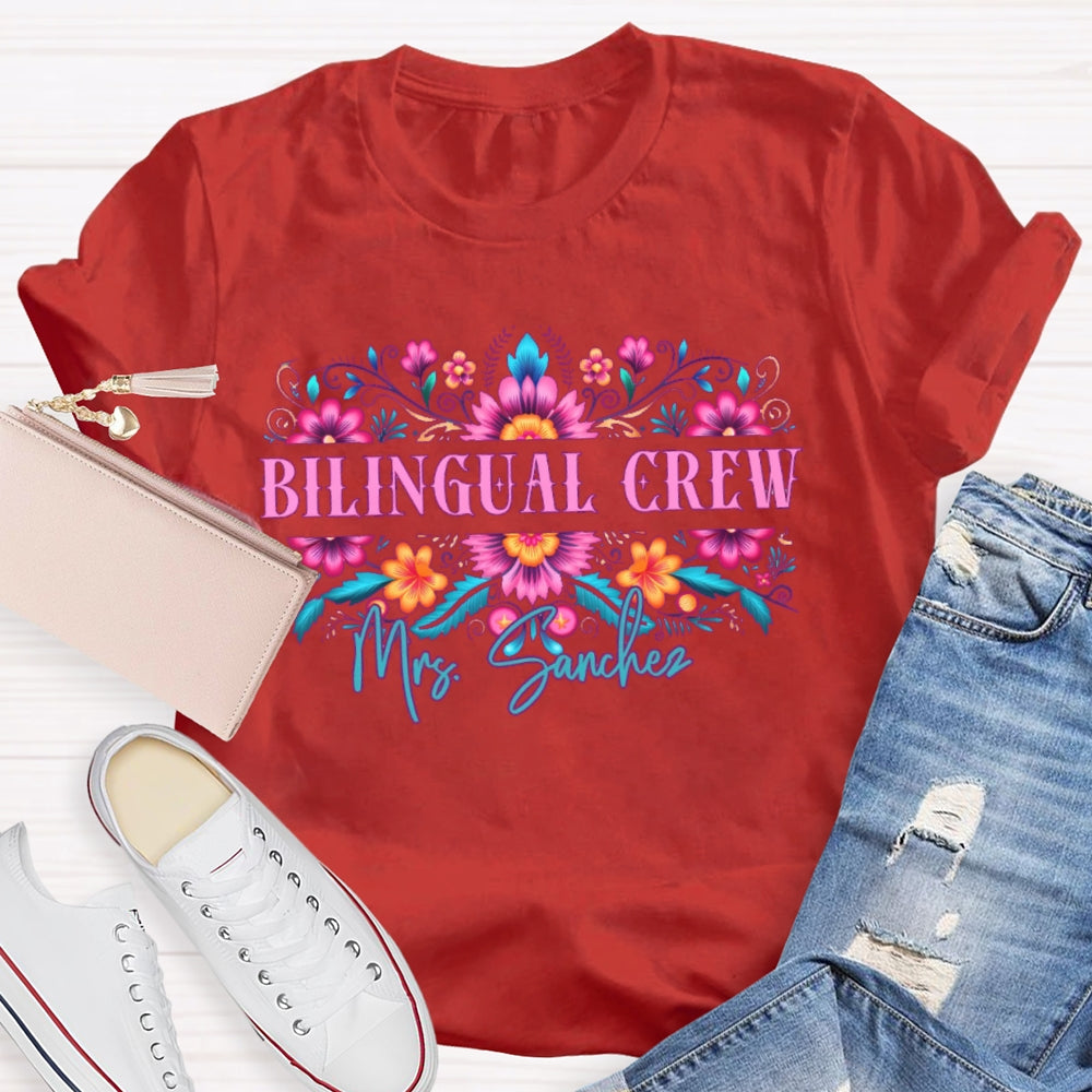 Personalized Name Bilingual Crew Funny T-shirt