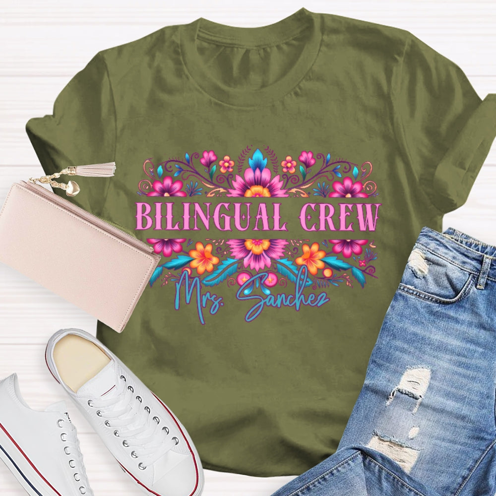 Personalized Name Bilingual Crew Funny T-shirt