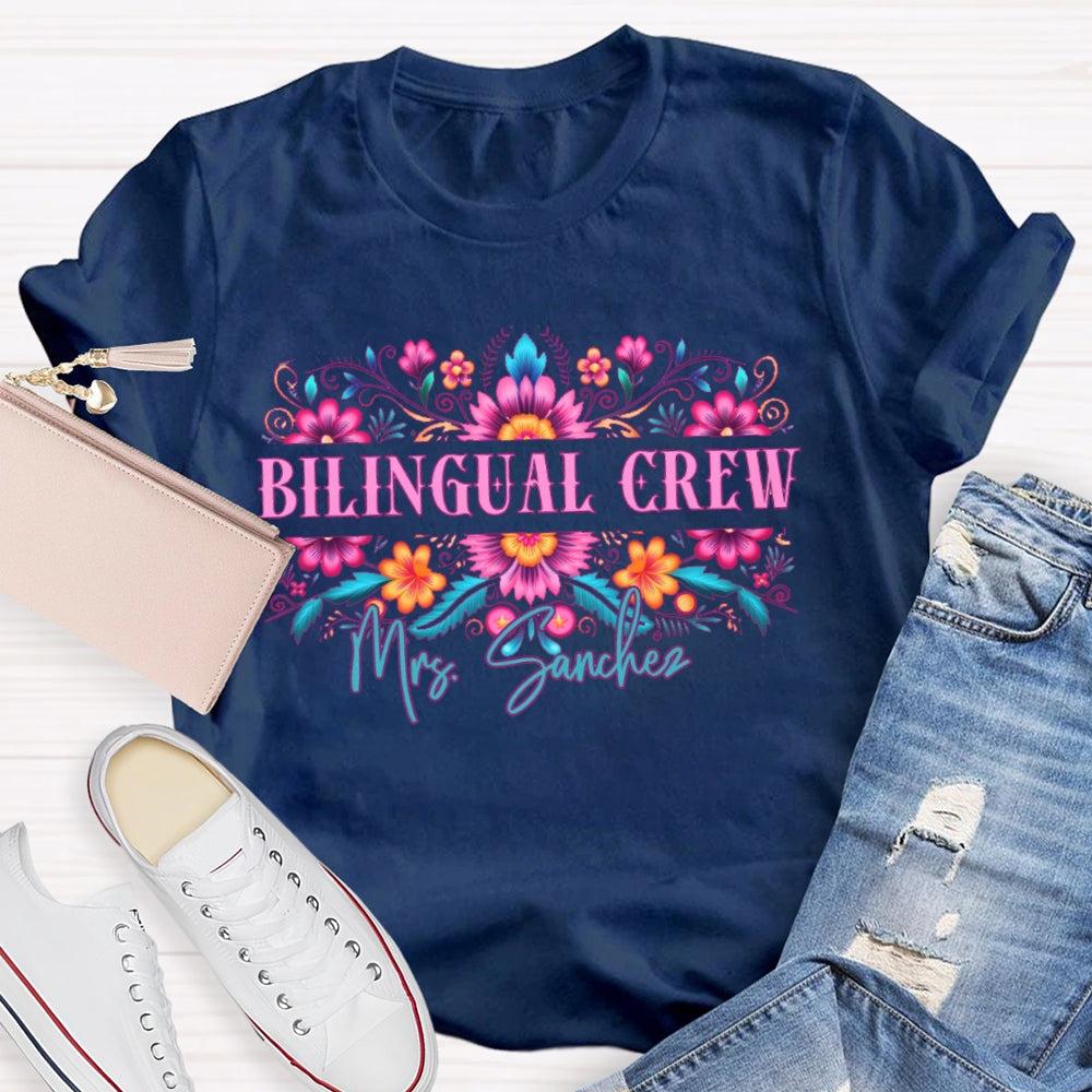 Personalized Name Bilingual Crew Funny T-shirt