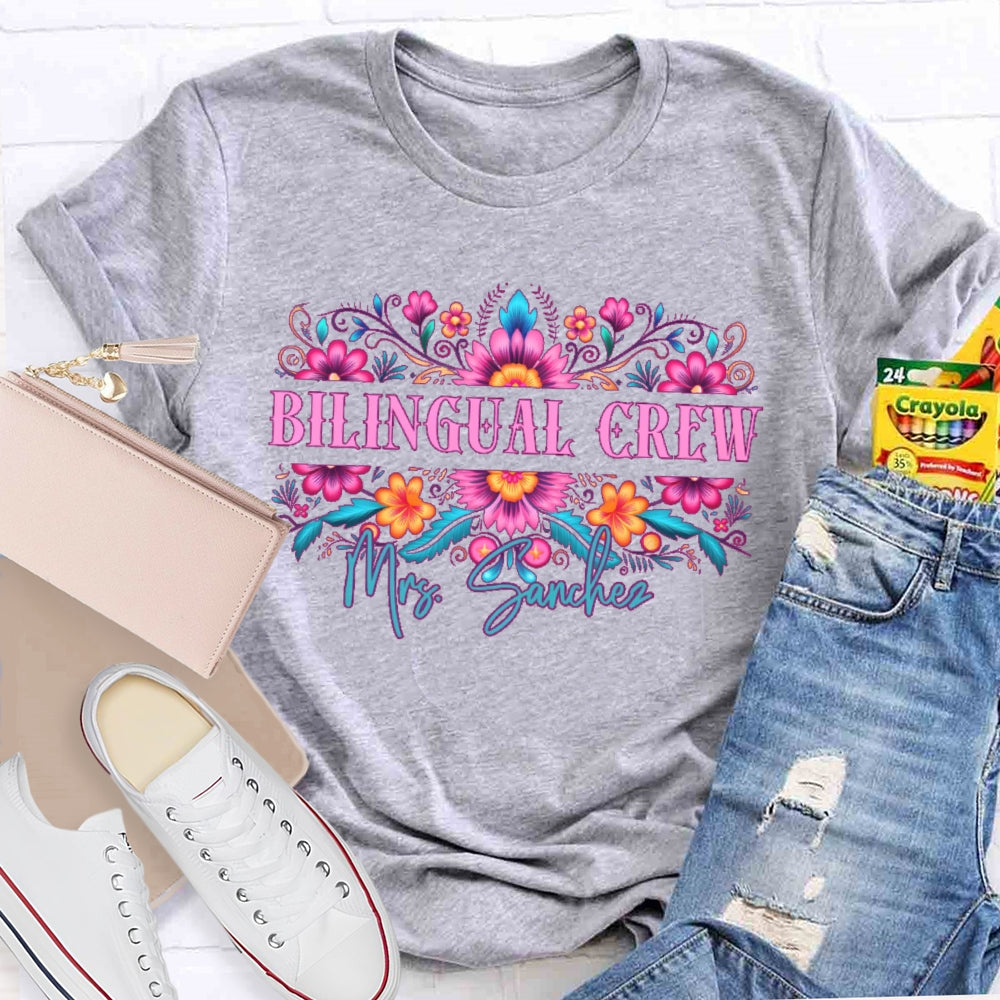 Personalized Name Bilingual Crew Funny T-shirt