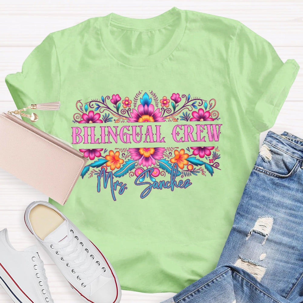 Personalized Name Bilingual Crew Funny T-shirt