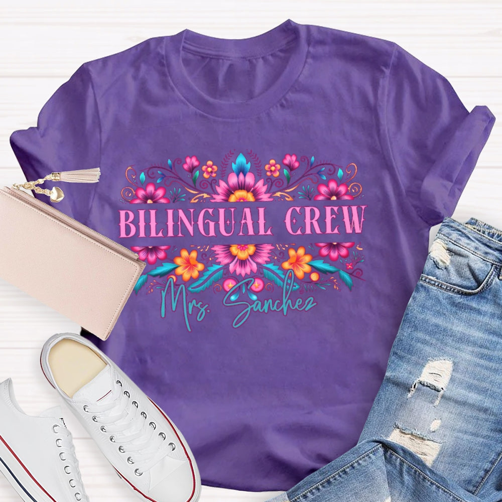 Personalized Name Bilingual Crew Funny T-shirt