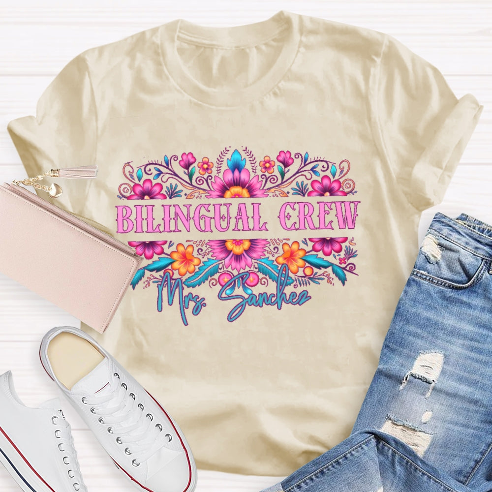 Personalized Name Bilingual Crew Funny T-shirt