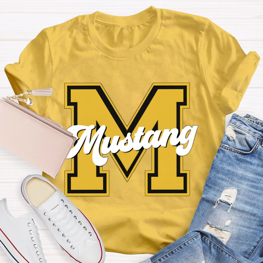 Personalized School Mascot M Is For Mustang T-shirt