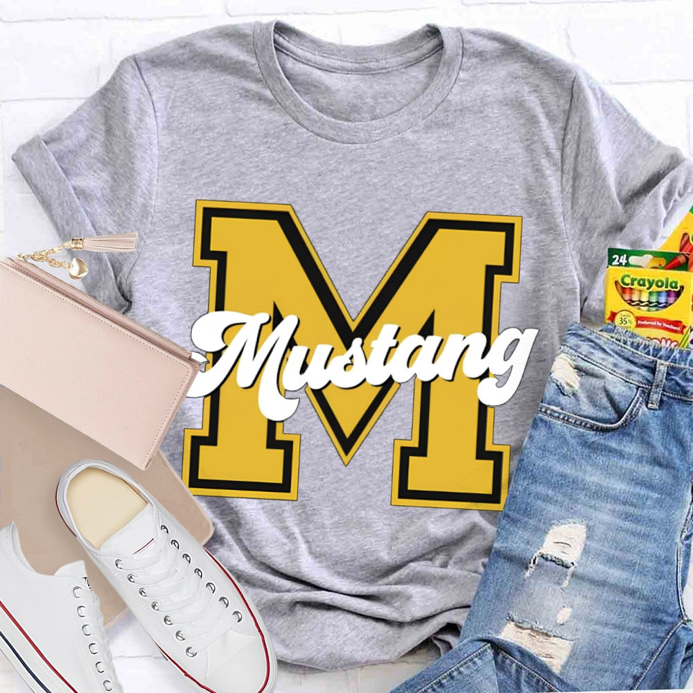 Personalized School Mascot M Is For Mustang T-shirt