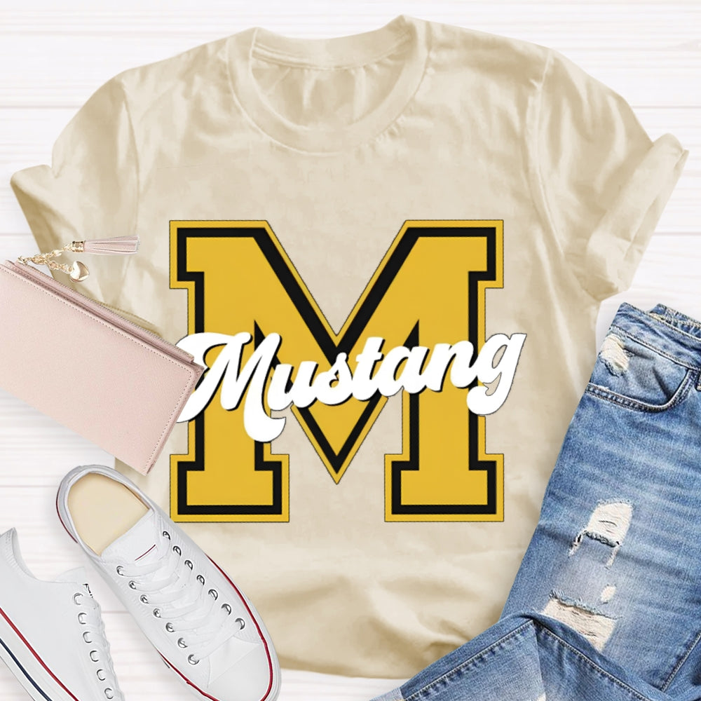 Personalized School Mascot M Is For Mustang T-shirt