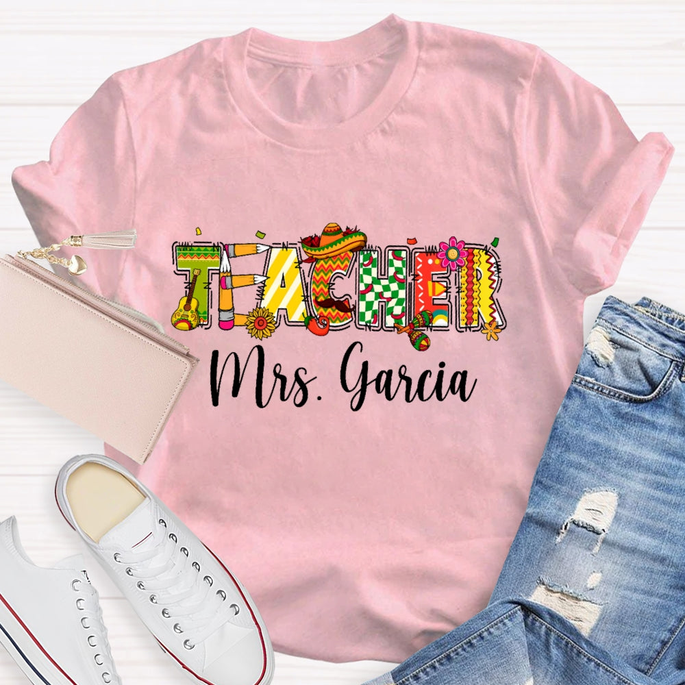 Personalized Name Teacher Cute Letters Back To School T-shirt