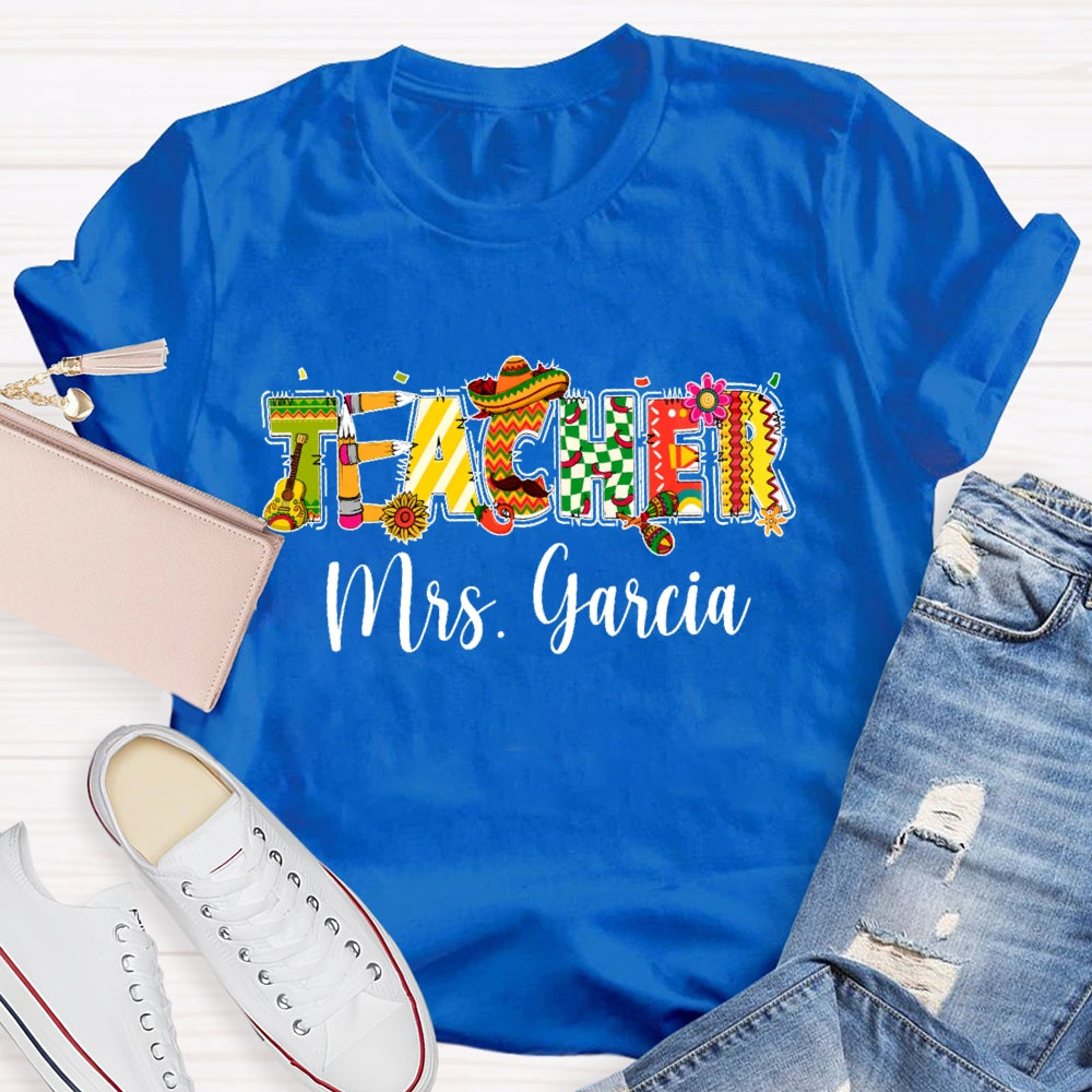 Personalized Name Teacher Cute Letters Back To School T-shirt