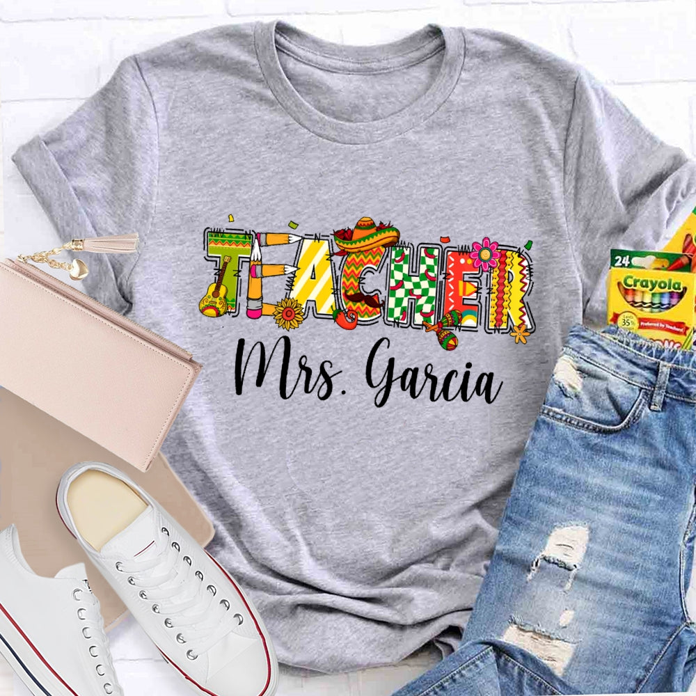 Personalized Name Teacher Cute Letters Back To School T-shirt