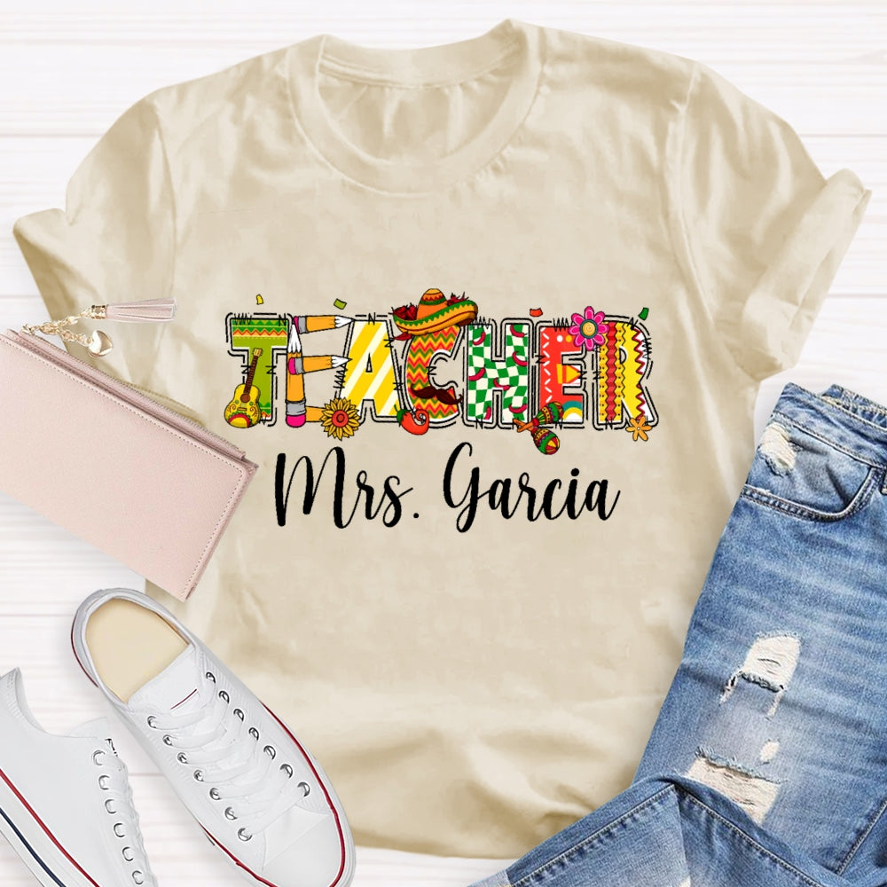 Personalized Name Teacher Cute Letters Back To School T-shirt