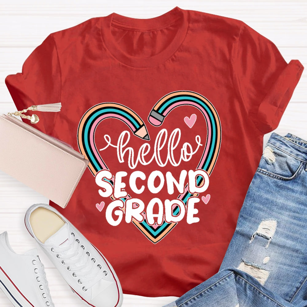 Personalized Grade Hello Second Grade Funny T-shirt