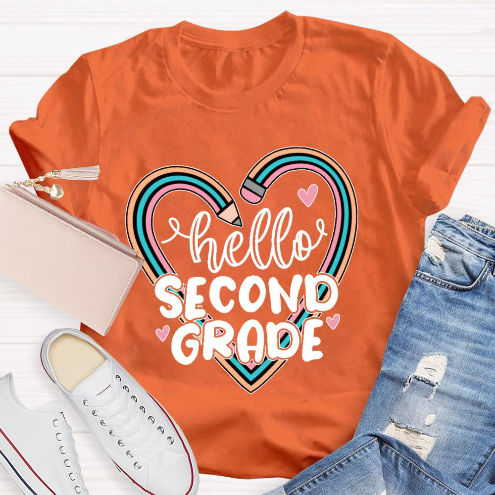 Personalized Grade Hello Second Grade Funny T-shirt