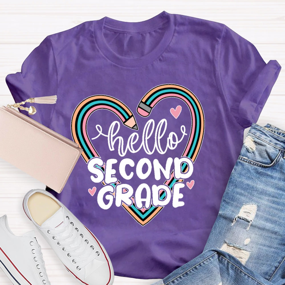 Personalized Grade Hello Second Grade Funny T-shirt